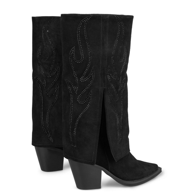 Bottes à Talons Alma En Pena Flames Adornment Boot Blanche Noir Femme | KKW-15138823